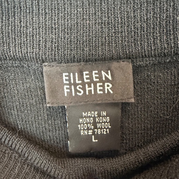 Eileen Fisher Black Wool Knit Midi Skirl Size Large - Picture 3 of 5